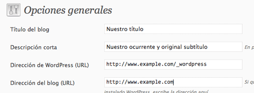 Opciones generales de WordPress